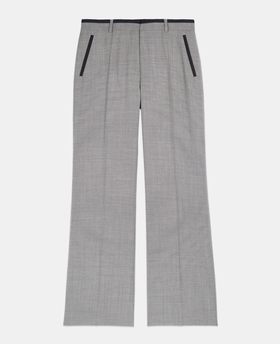 The Kooples F BEIGE MELANGE straight-legged tailored pants in taupe wool