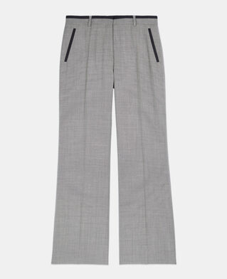 The Kooples F BEIGE MELANGE straight-legged tailored pants in taupe wool