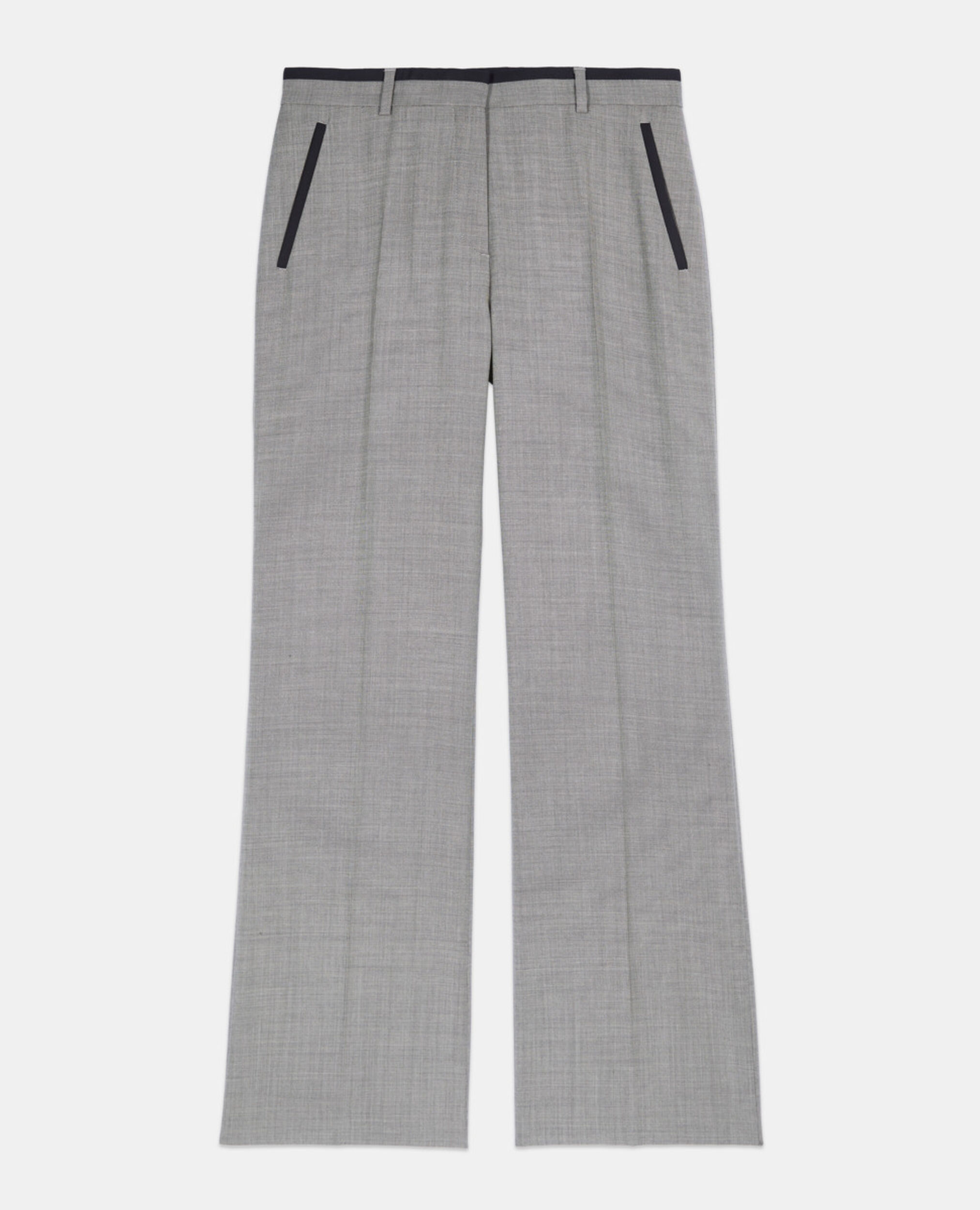 Straight-legged tailored pants in taupe wool, BEIGE MELANGE, hi-res image number null