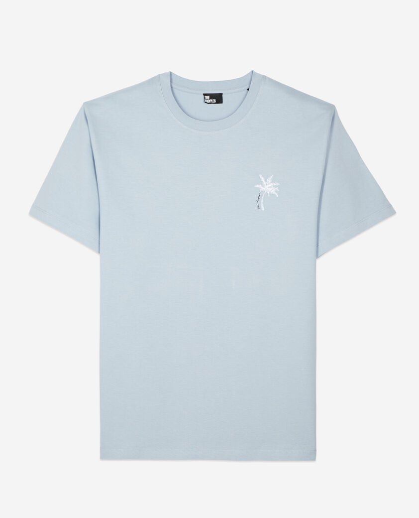 The Kooples MEN LAVENDER sky blue t-shirt with palm tree embroidery