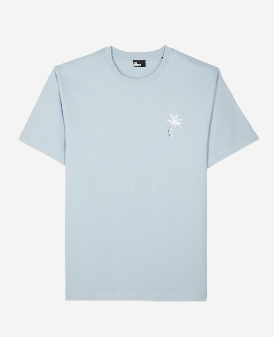 The Kooples MEN LAVENDER sky blue t-shirt with palm tree embroidery