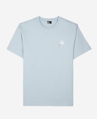 The Kooples MEN LAVENDER sky blue t-shirt with palm tree embroidery
