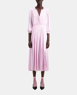 The Kooples FEMME PALE PINK robe longue rose avec plissage