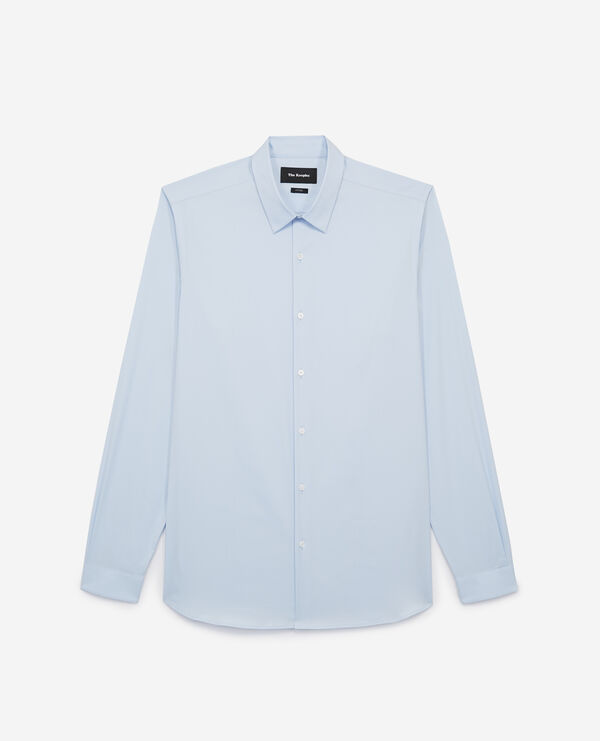 blue shirt with classic collar