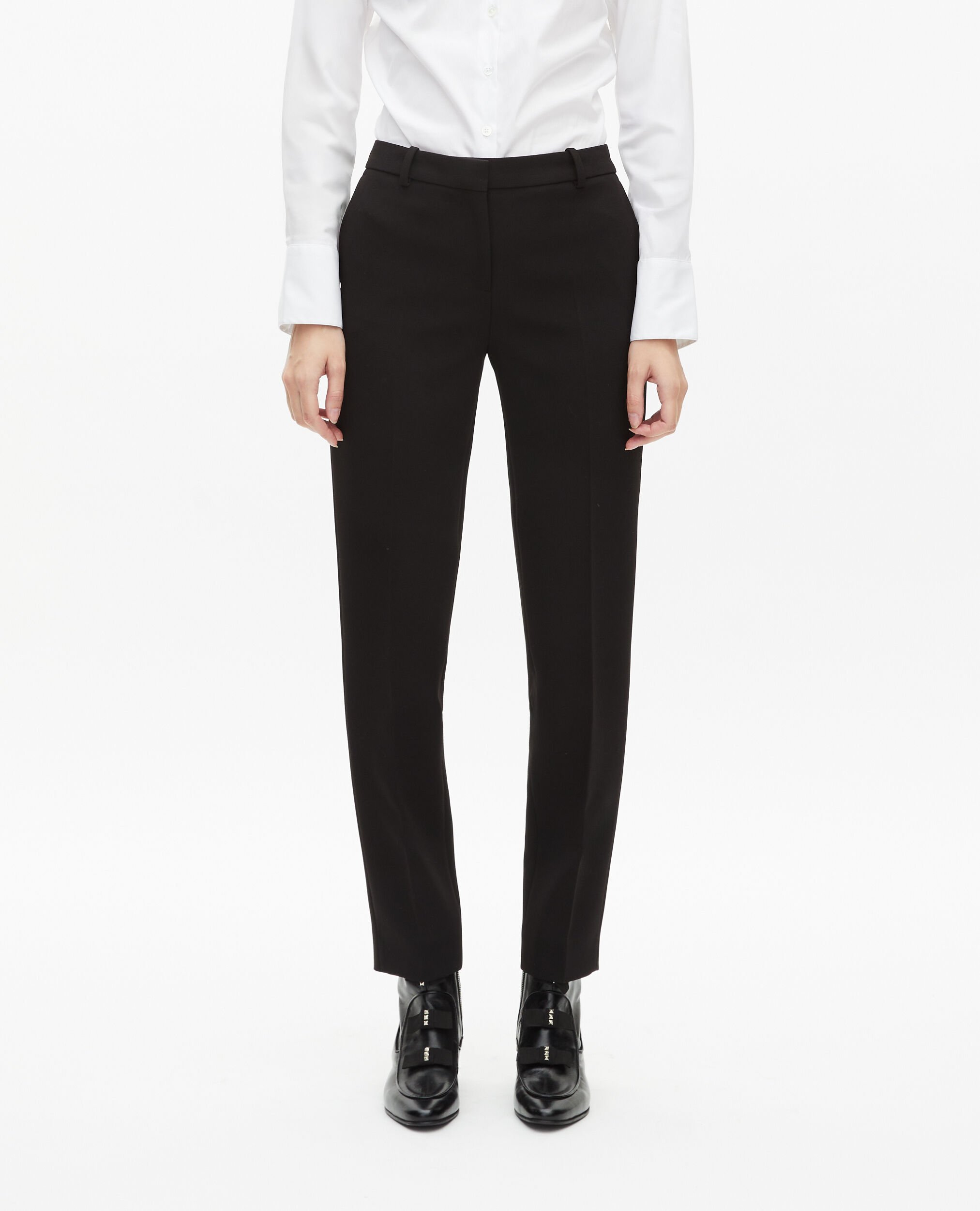 Pantalón de traje de crepé negro, BLACK, hi-res image number null