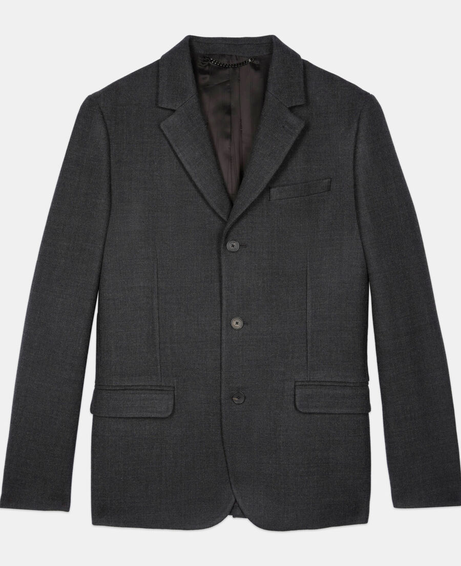 The Kooples HOMME BLACK GREY veste de costume en laine mélangée grise