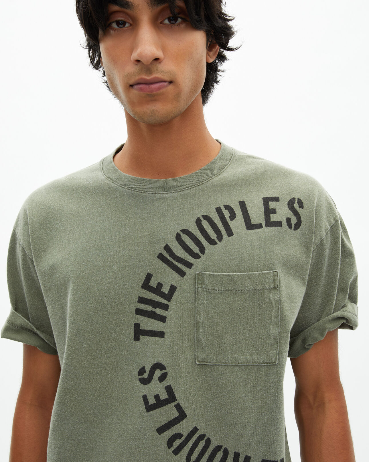 The Kooples H KAKI t-shirt with khaki screen print