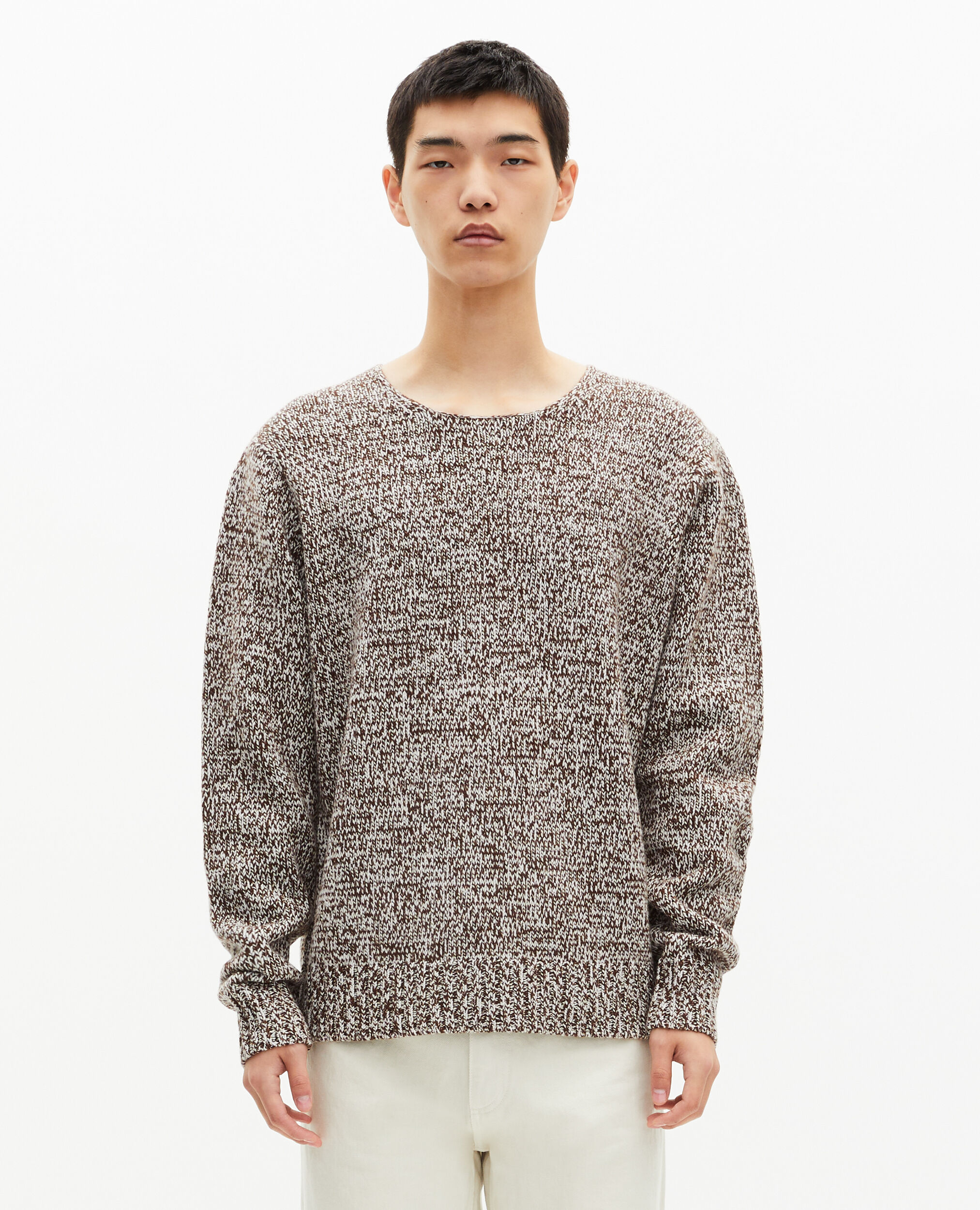 Pull mouliné beige et blanc, BEIGE-BROWN, hi-res image number null