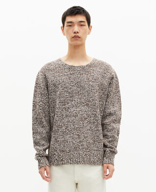 The Kooples HOMME BEIGE-BROWN pull mouliné beige et blanc