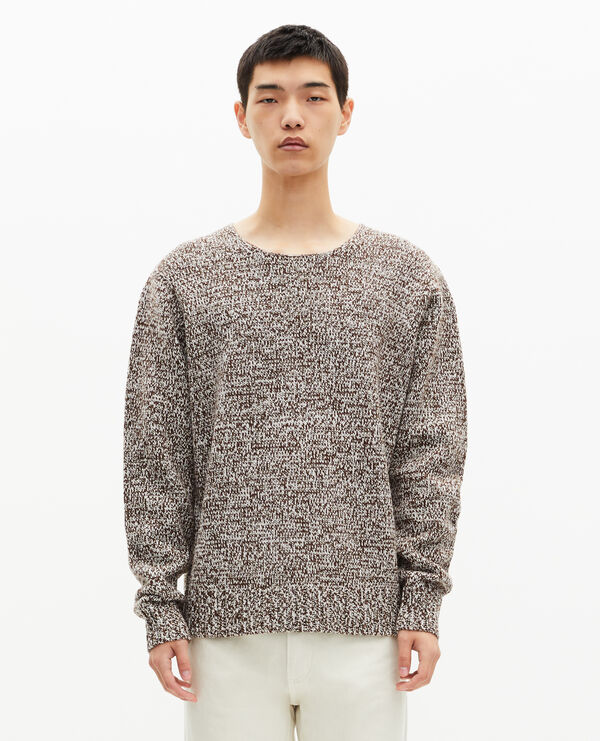 The Kooples HOMME BEIGE-BROWN pull mouliné beige et blanc