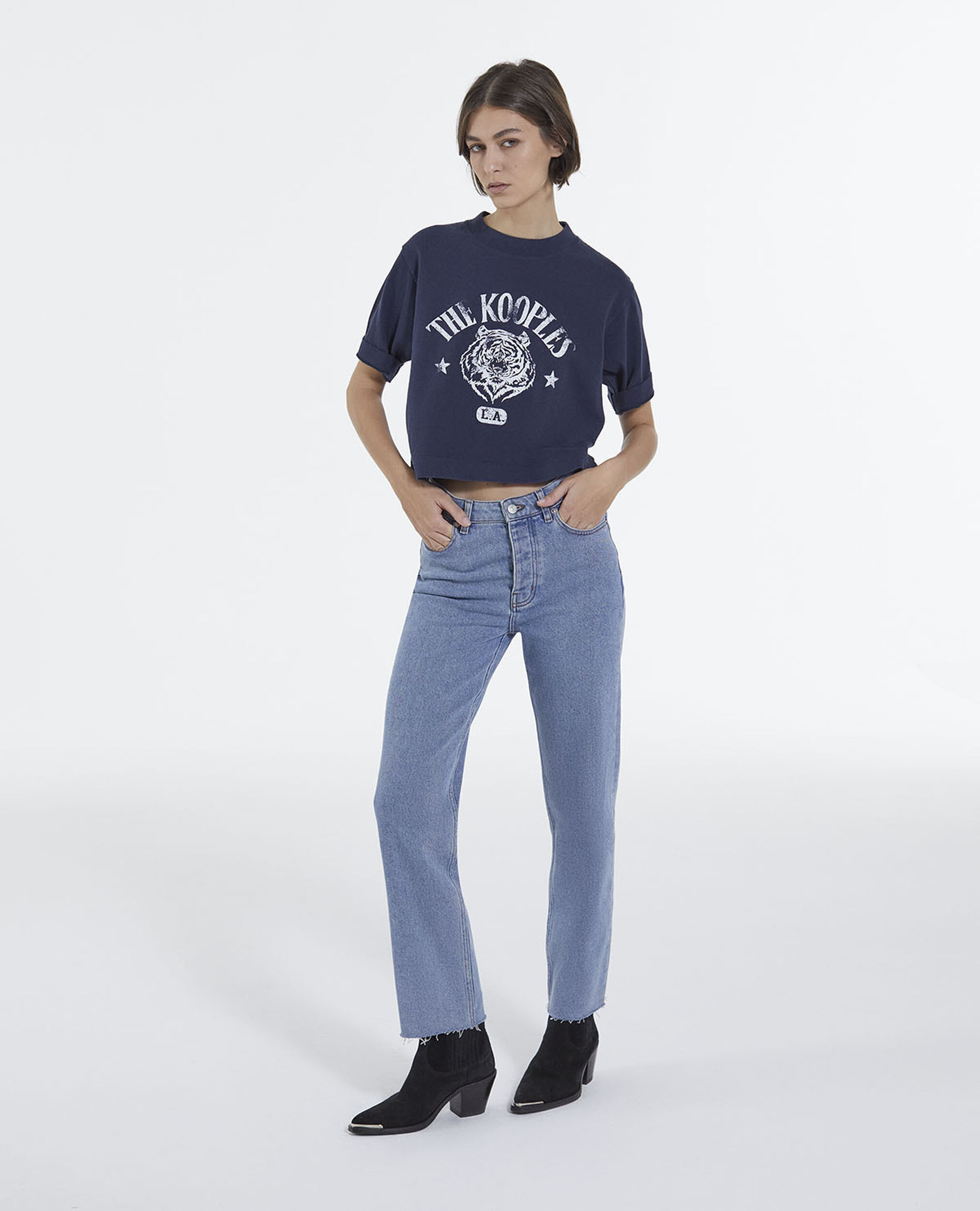 T-shirt cropped, NAVY, hi-res image number null