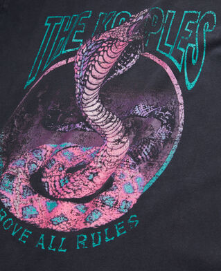 The Kooples WOMEN BLACK / PINK women's black t-shirt with cobra serigraphy