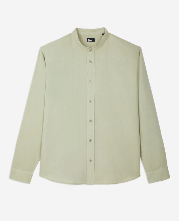 light green cotton and linen shirt