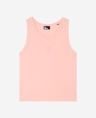 The Kooples WOMEN BLUSH cotton tank top with pink coat of arms