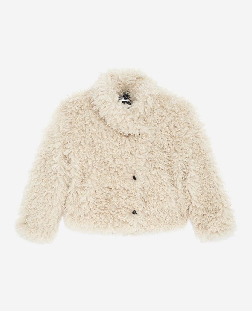 The Kooples F ECRU short ecru fur-effect coat