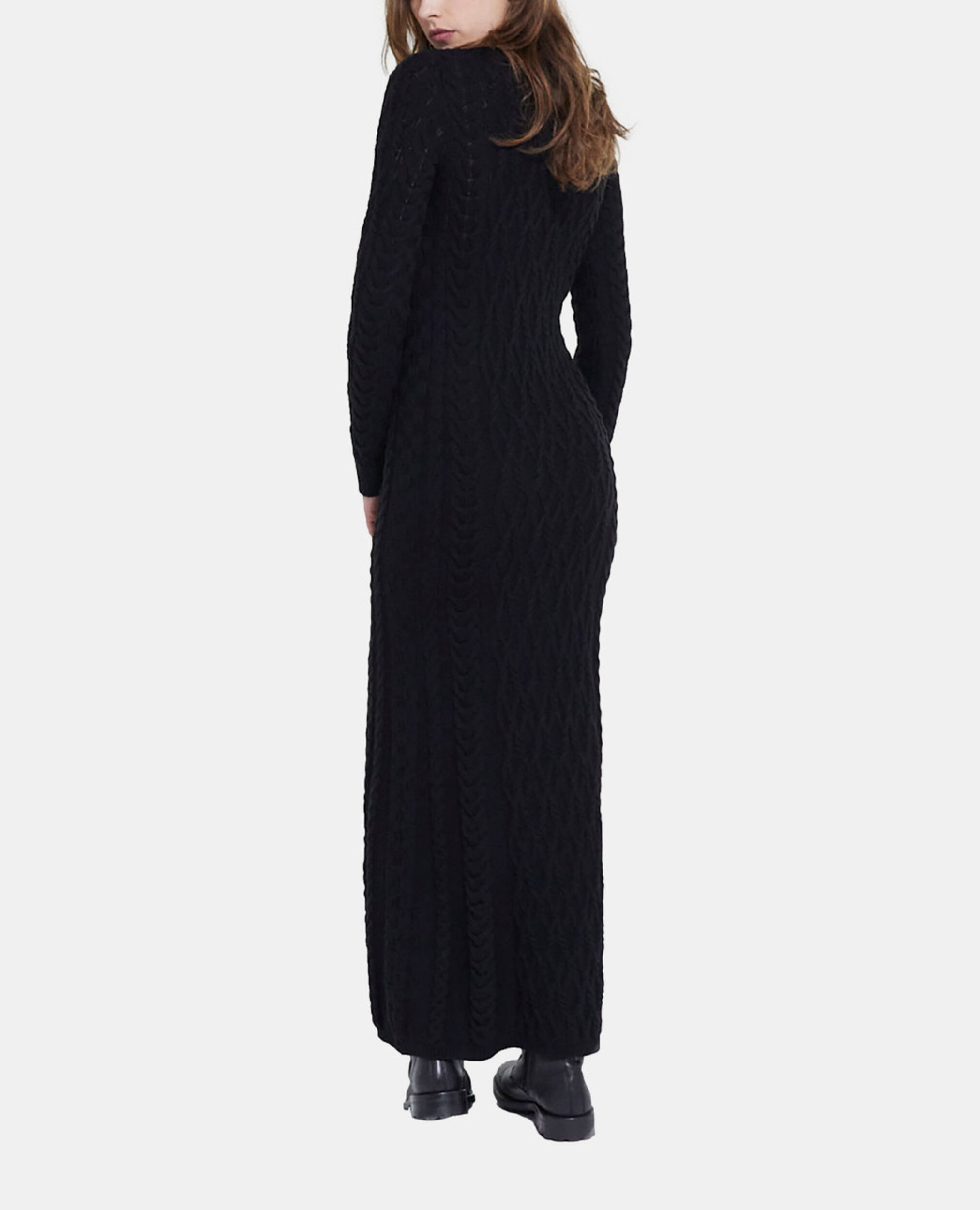 Robe longue en laine noire, BLACK, hi-res image number null