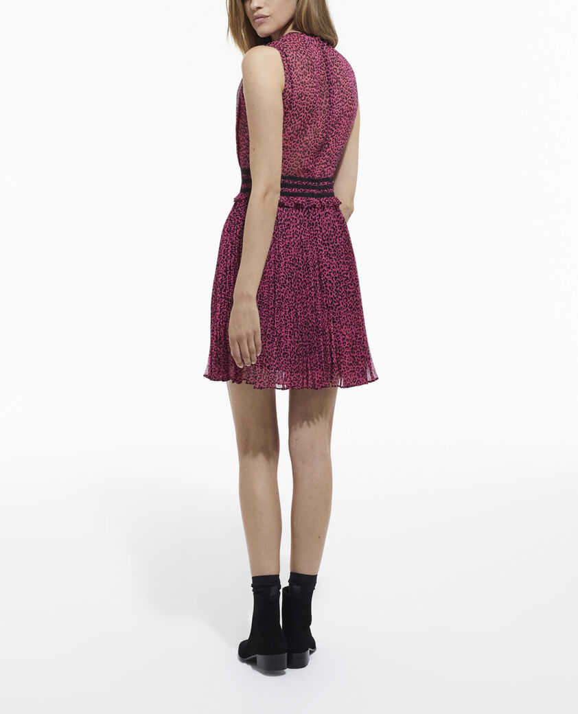 The Kooples WOMEN PINK BLACK short printed pink dress