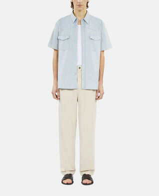 The Kooples HOMME LIGHT BLUE chemise manches courtes en denim bleue