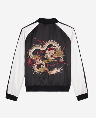 The Kooples FEMME BLACK blouson satiné noir et blanc