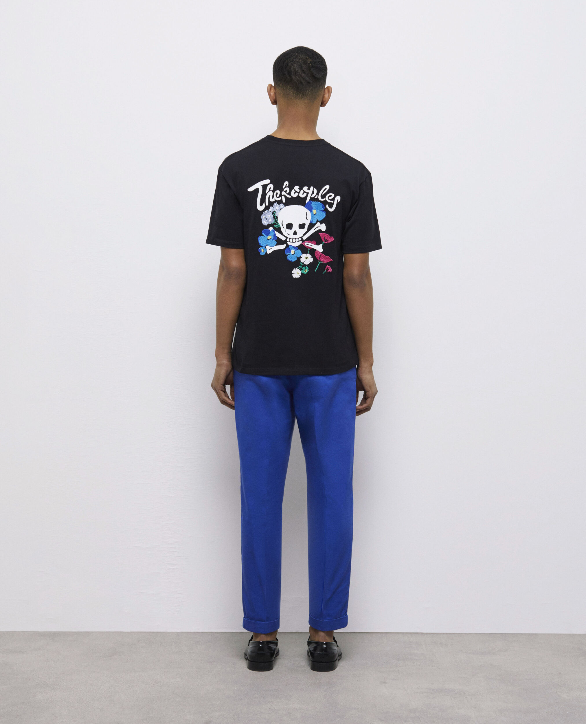 T-shirt Homme noir avec broderies, BLACK, hi-res image number null