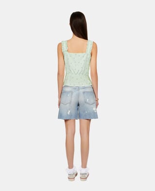 The Kooples FEMME GREEN top fleuri avec volants en soie
