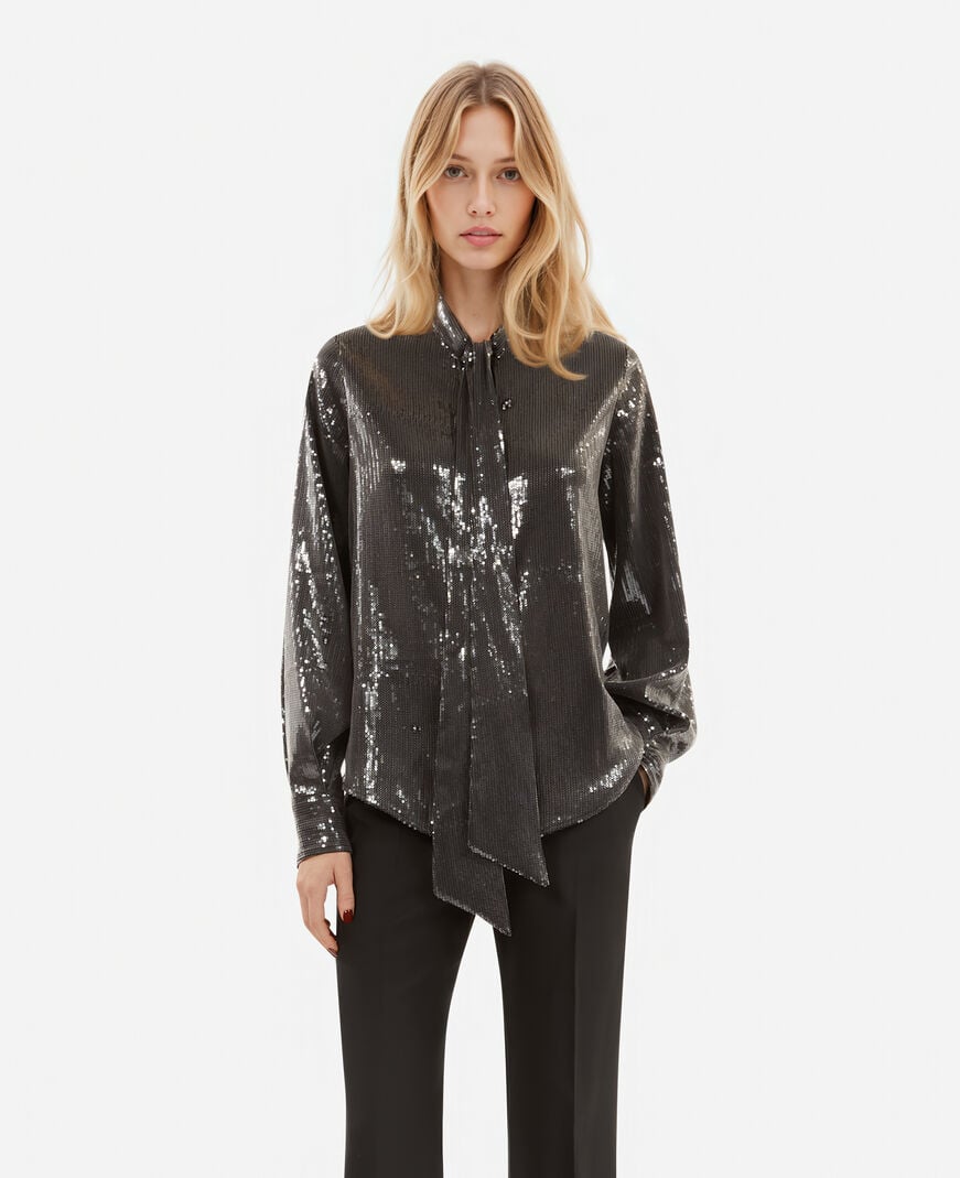 The Kooples WOMEN GREY grey sequined shirt