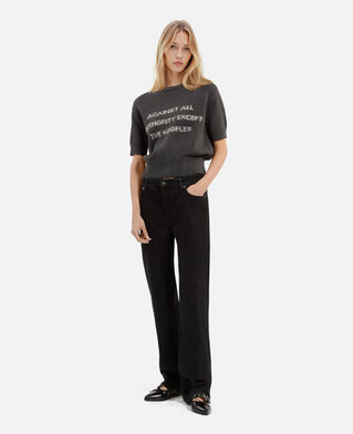 The Kooples F MIDDLE GREY MEL/WHITE short sleeved screen printed sweater