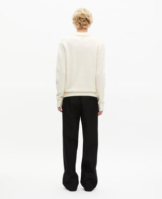 The Kooples H LIGHT BEIGE beige wool tunisian collar sweater