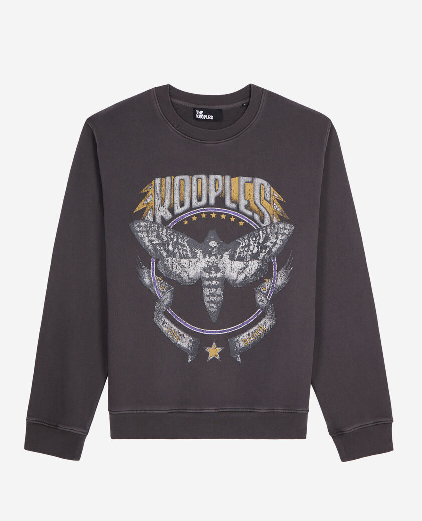 The Kooples HERREN CARBONE carbongraues sweatshirt mit siebdruck