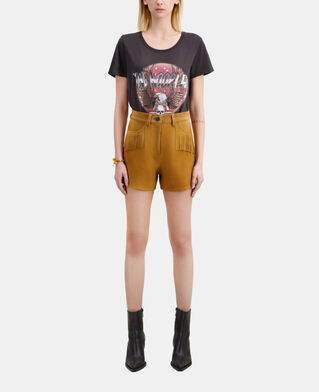 The Kooples F CAMEL camel leather shorts with fringes