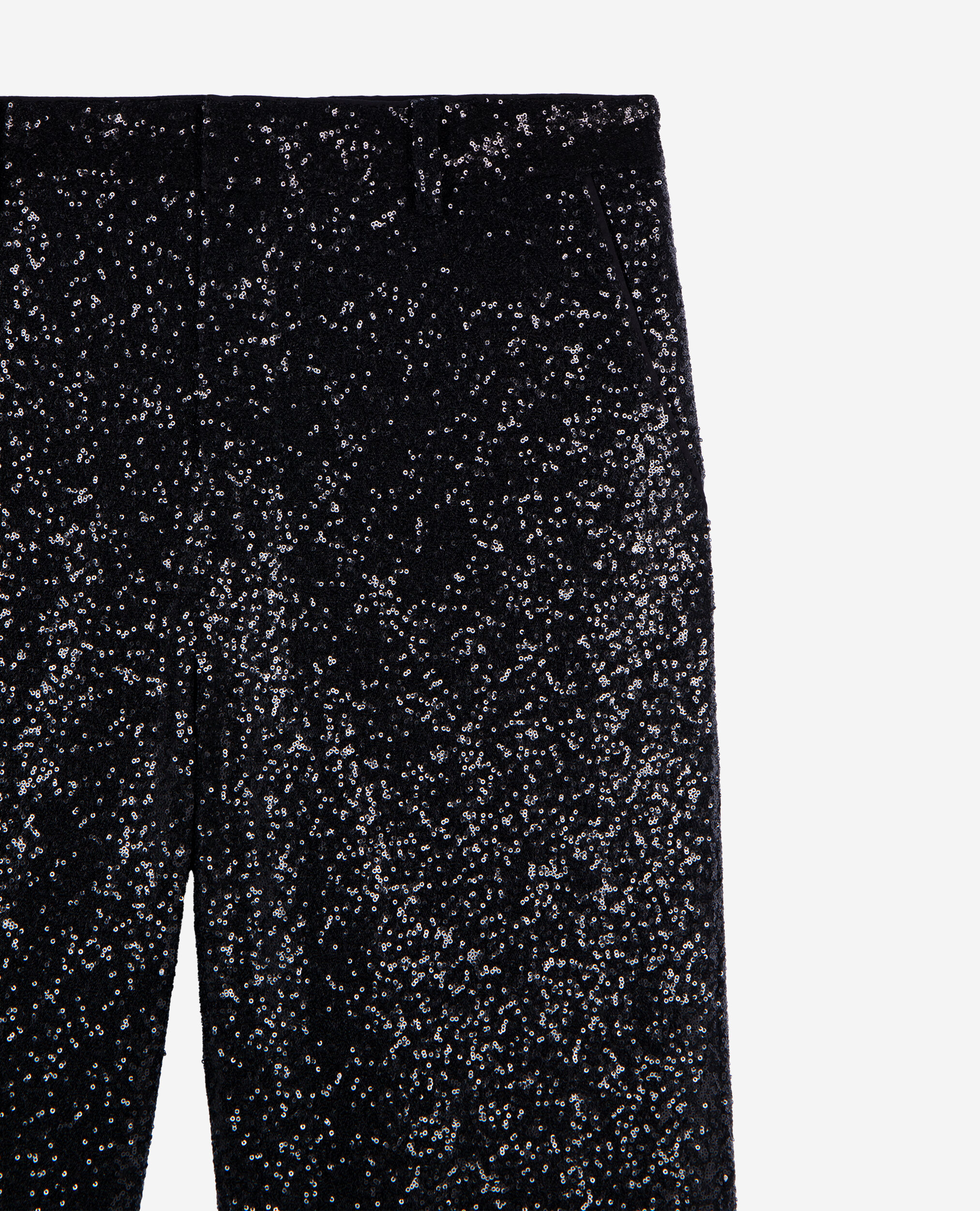 Straight-cut black sequin pants, BLACK, hi-res image number null