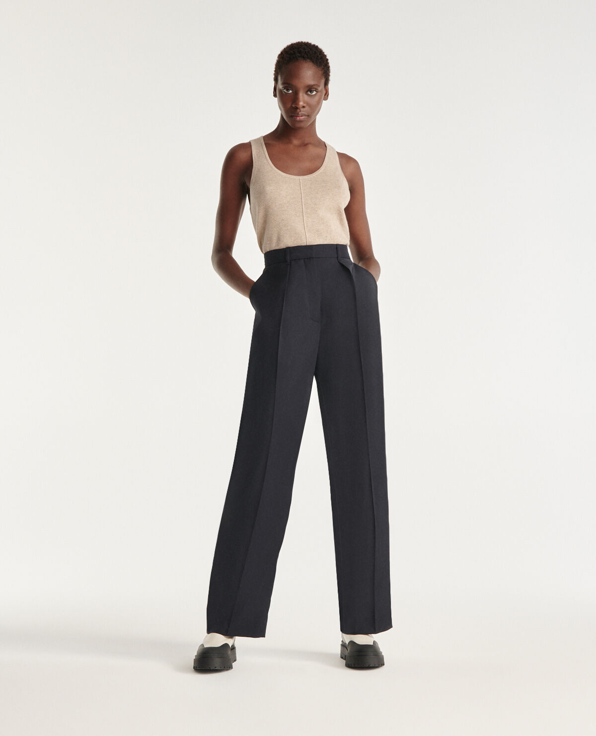 Beige wool cashmere top with short sleeves The Kooples