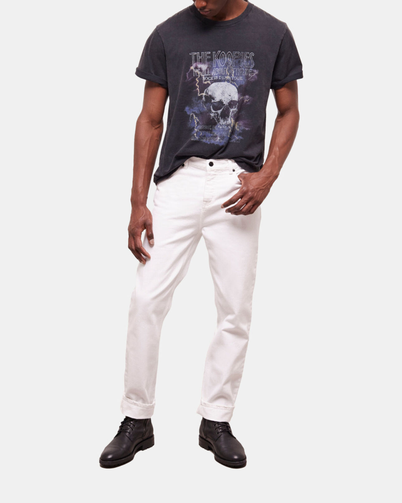 The Kooples HOMME BLACK WASHED t-shirt homme sérigraphié noir