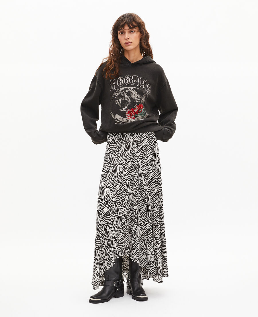 The Kooples FEMME BLACK WASHED sweatshirt &agrave; capuche avec s&eacute;rigraphie noir