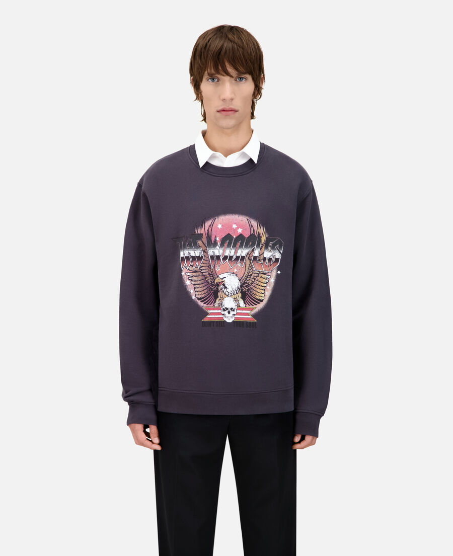 carbon gray sweatshirt with rock eagle serigraphy