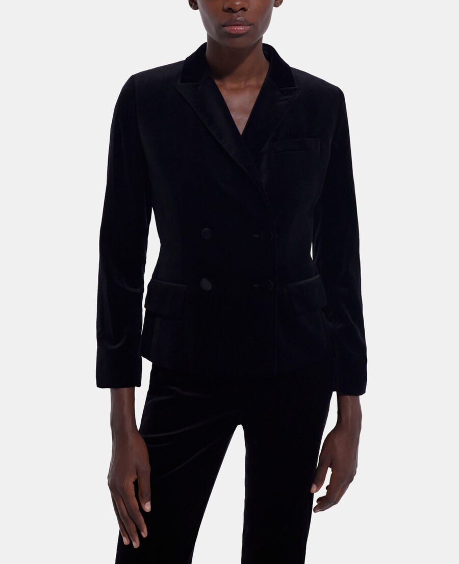 schwarze anzujacke aus velours