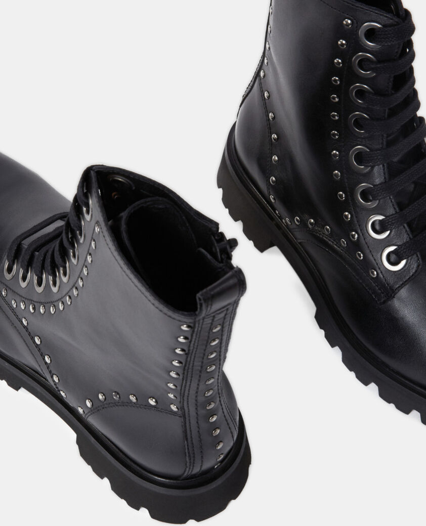 The Kooples WOMEN BLACK black leather ranger boots
