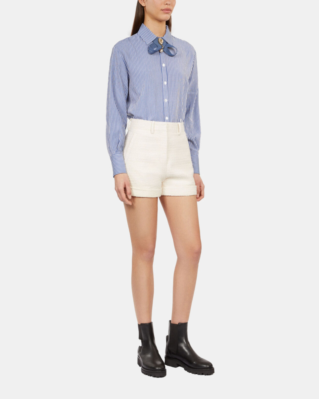 The Kooples WOMEN ECRU ecru tweed shorts