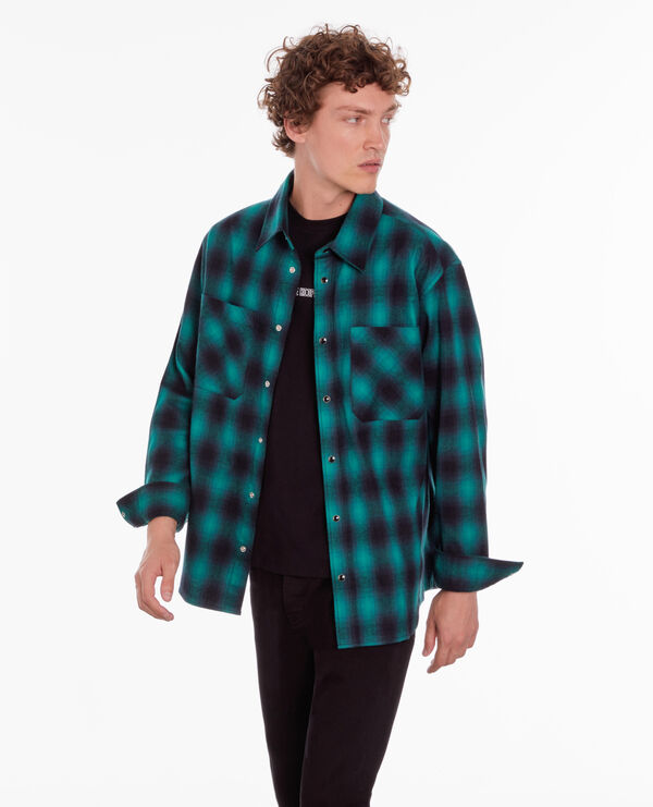 black and green checked overshirt