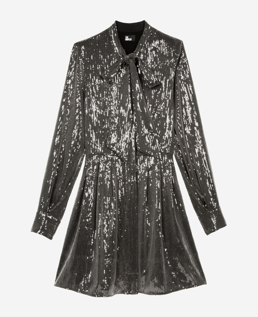 The Kooples FEMME GREY robe courte à sequins grise
