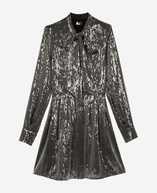 The Kooples DAMEN GREY kurzes kleid mit pailletten in grau