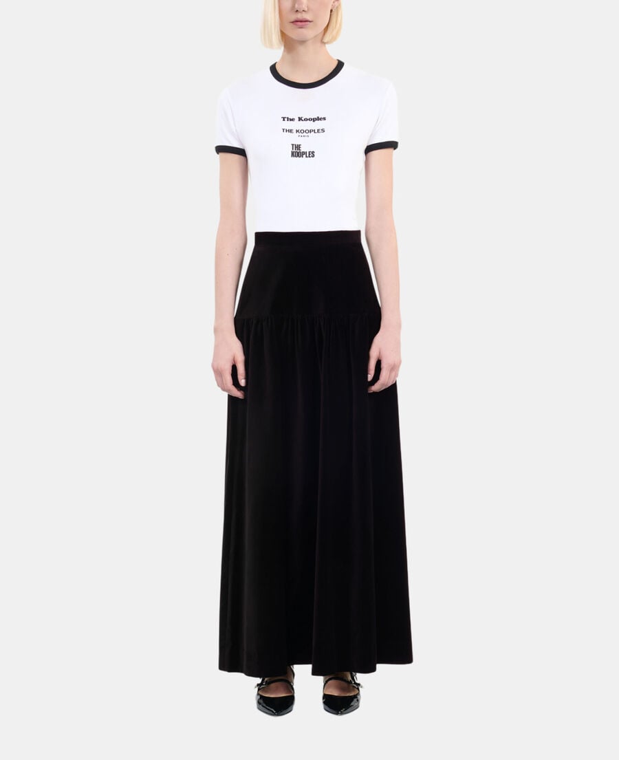 The Kooples FEMME BLACK jupe longue en velours noir