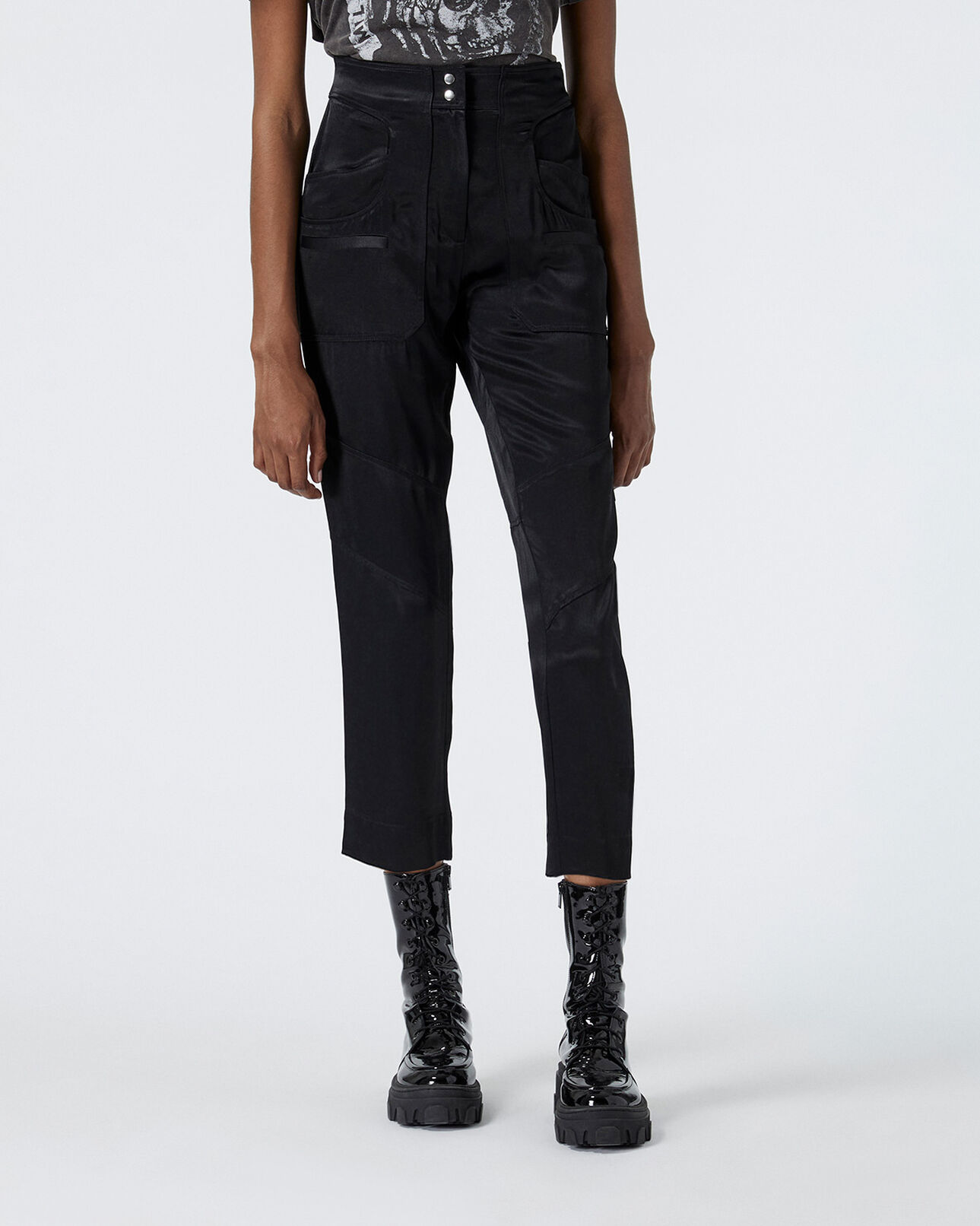 The Kooples FEMME BLACK pantalon type cargo à poches
