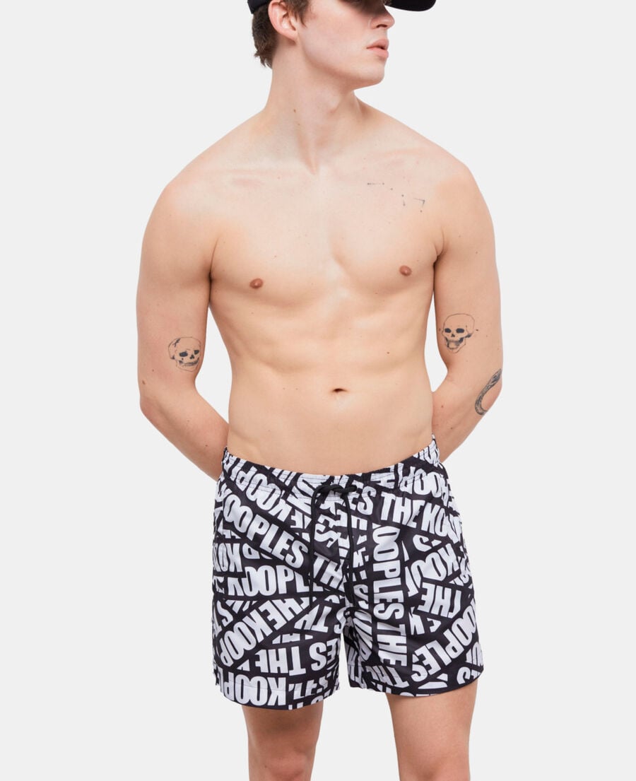 The Kooples HERREN BLACK badeshorts mit logo-tape