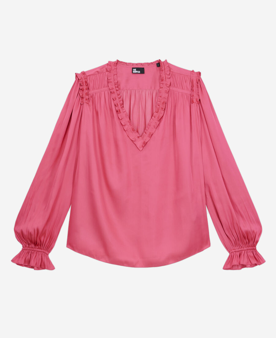 The Kooples FEMME PINK top rose avec fronces