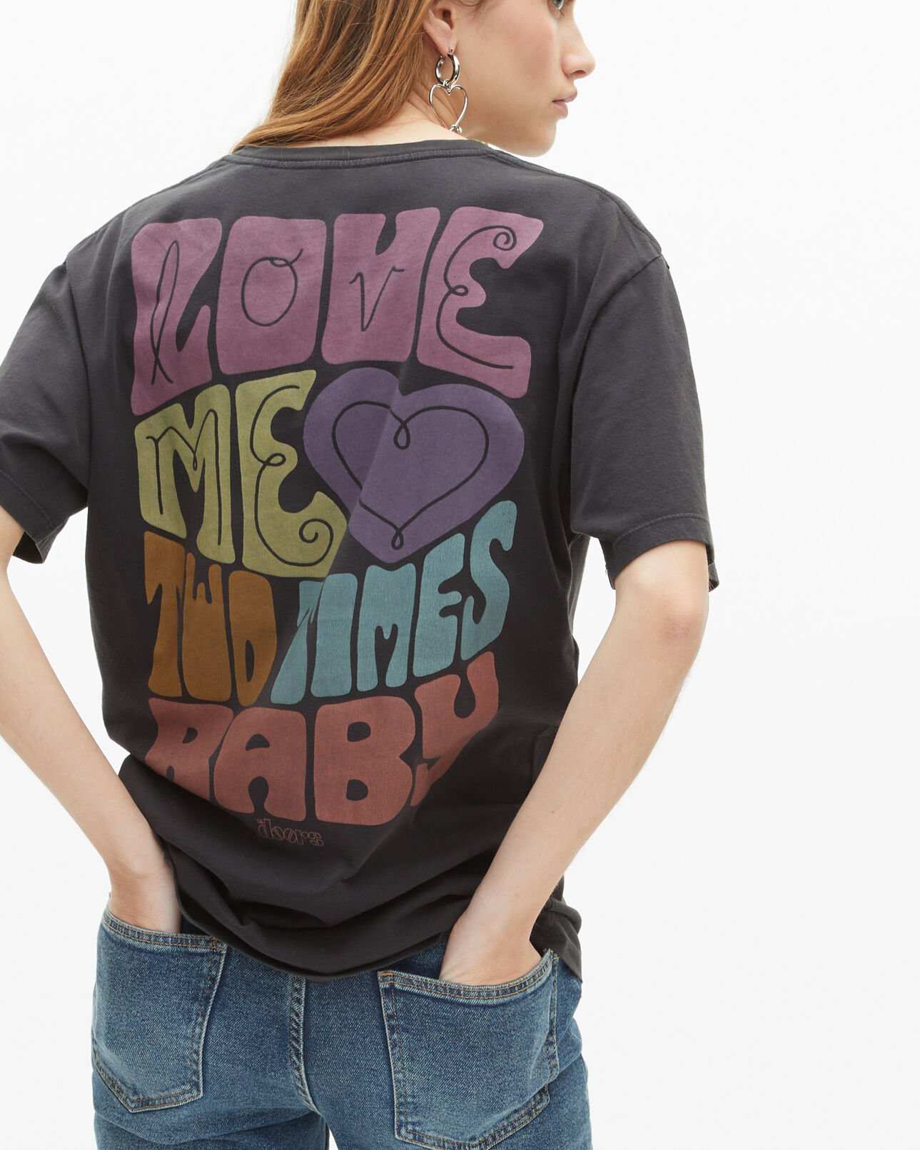 The Kooples MIXTE BLACK WASHED t-shirt the doors x the kooples noir délavé