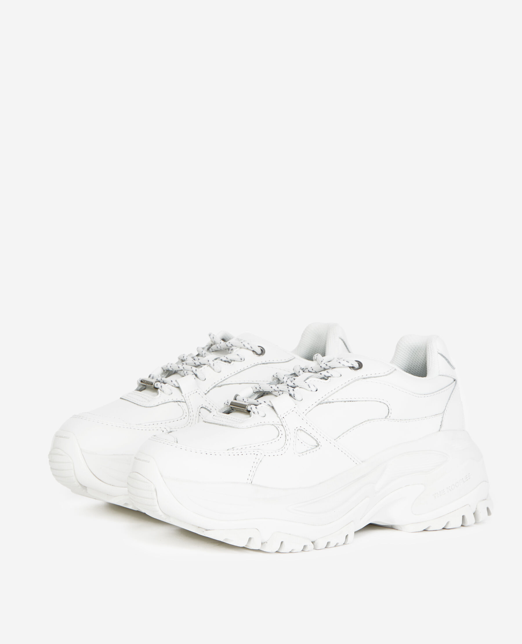 White leather platform sneakers