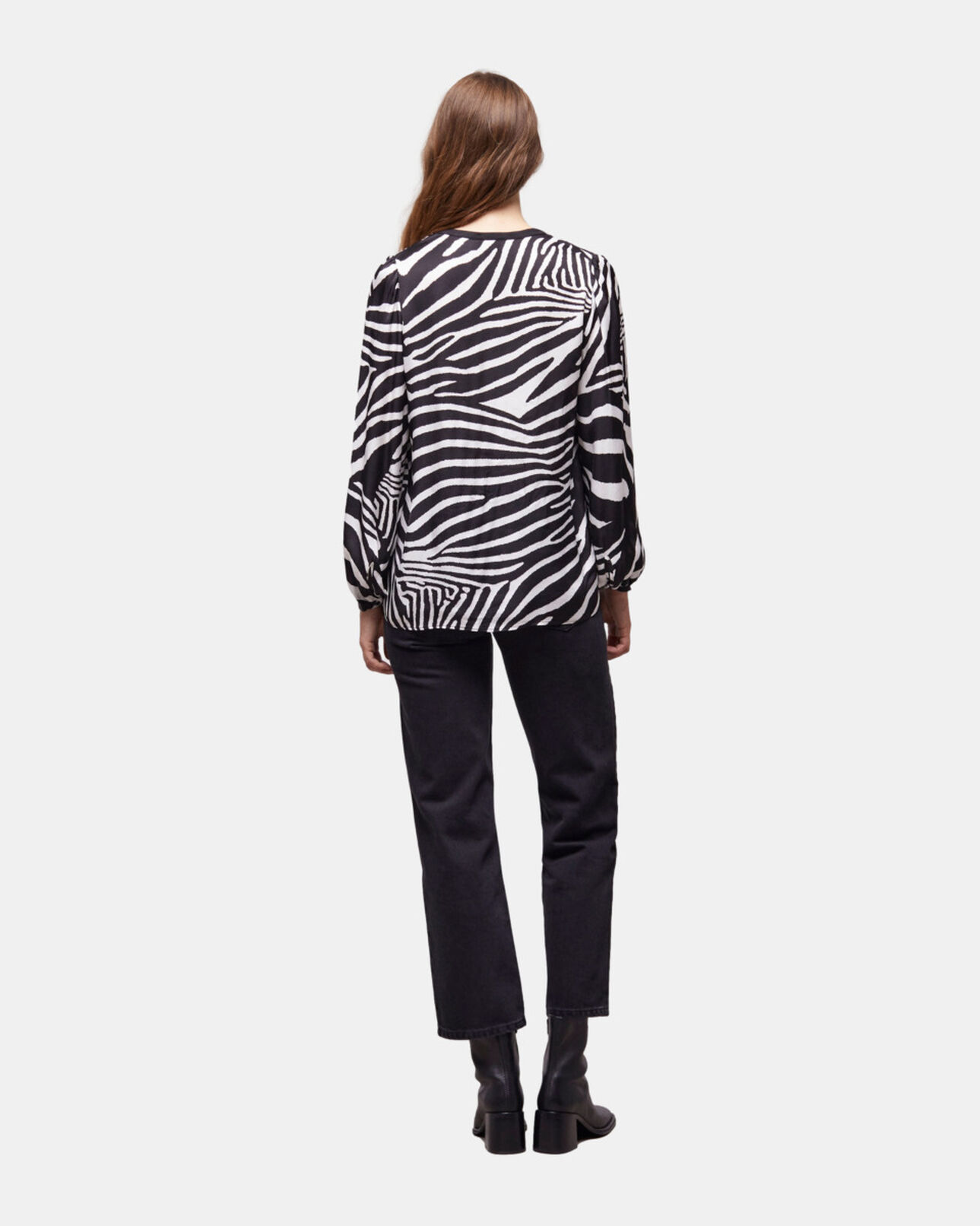 The Kooples FEMME BLACK WHITE blouse imprimée zébré