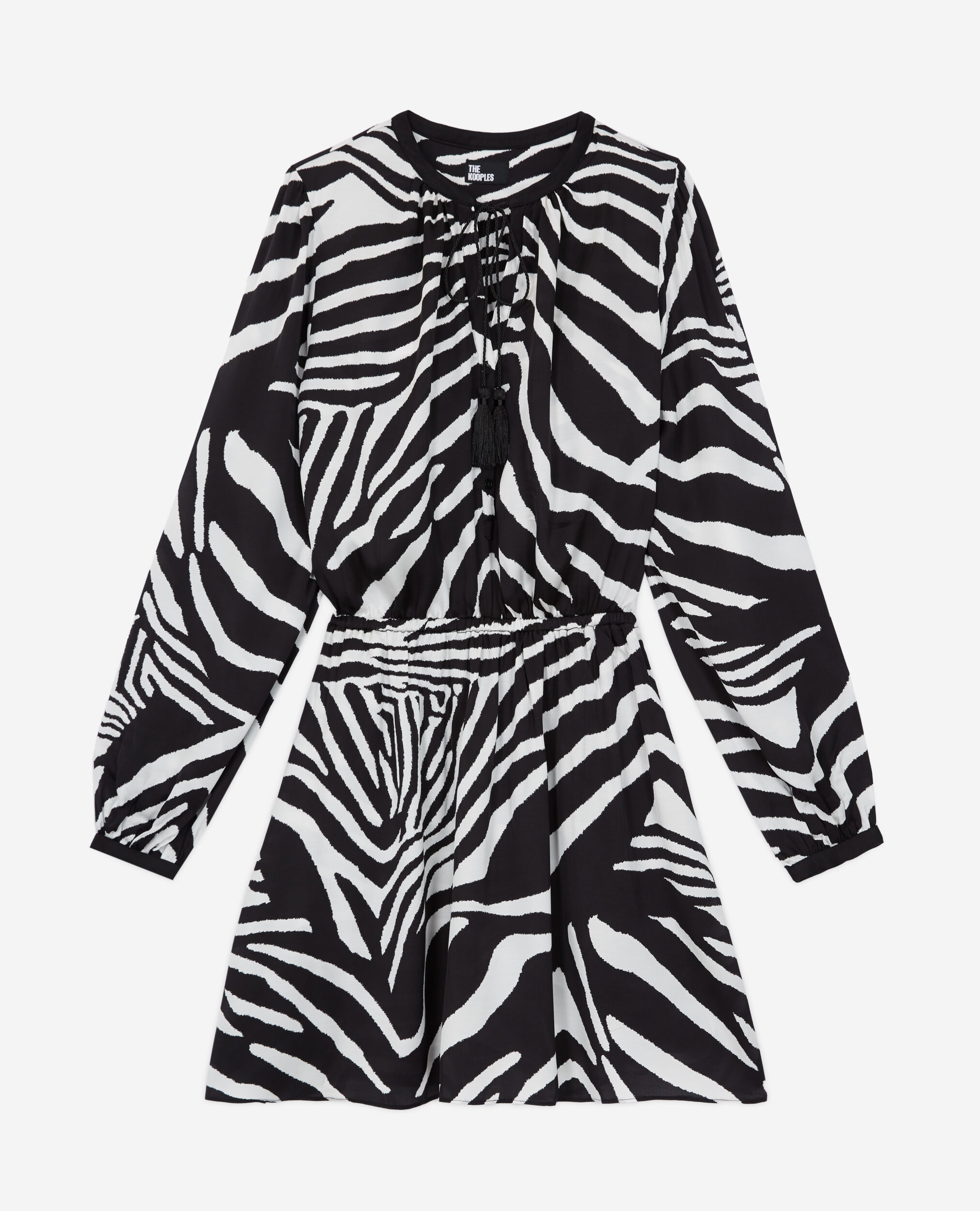 Short printed dress, BLACK WHITE, hi-res image number null