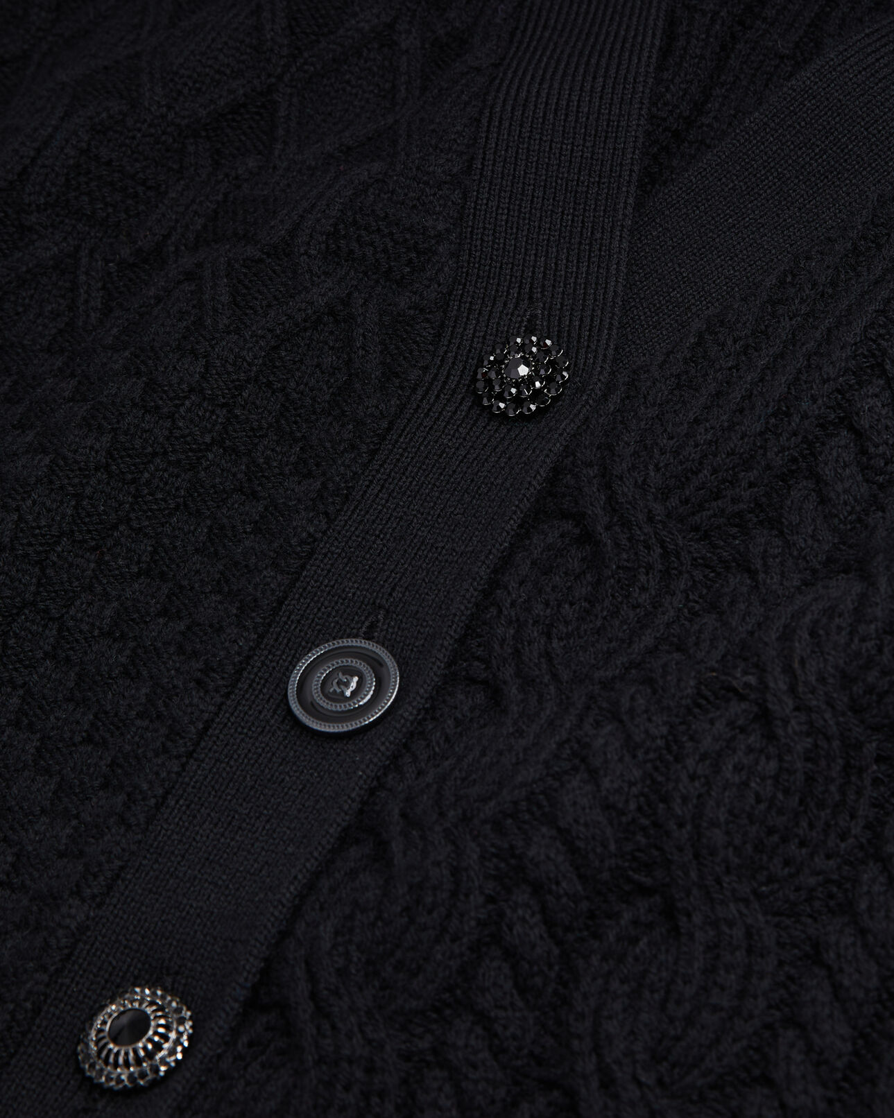 The Kooples WOMEN BLACK black cable knit wool cardigan